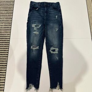 American Eagle Curvy Highest Rise Jegging Distressed dark wash sz 8 short